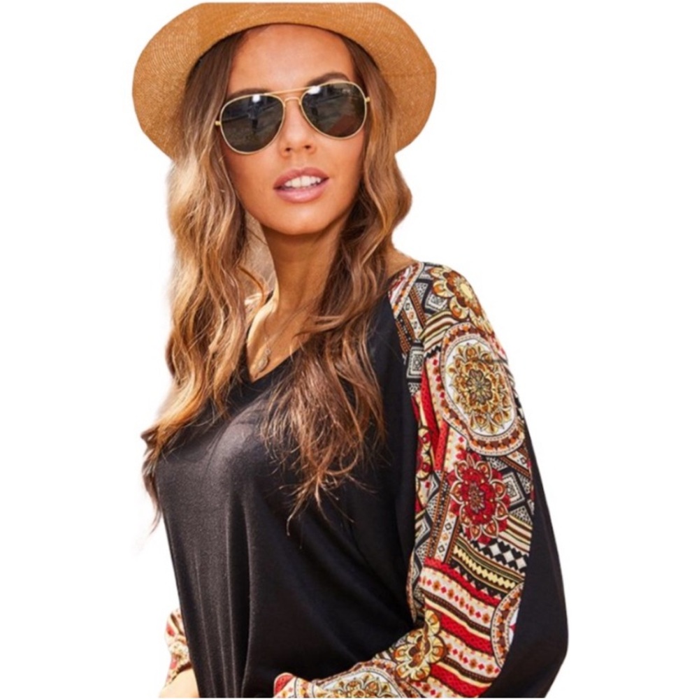 Boho Top for Women Long Lightweight Sleeves Size XL